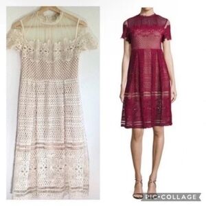 Free Generation Cream Lace and Sheer Dress